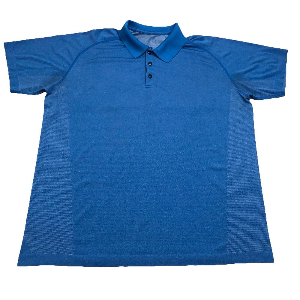 Lululemon Metal Vent Tech Polo Shirt Mens XXL Performance Short Sleeve Blue